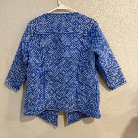 Lucky Women's Blue Quilted Geometric Patterned Jacket Size Medium Boho - Picture 5 of 5